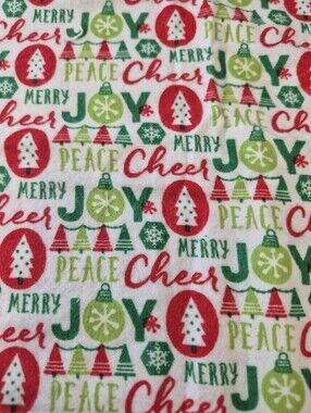 Joann Snuggle Flannel Merry Peace Joy Cheer Christmas Fabric 30x38